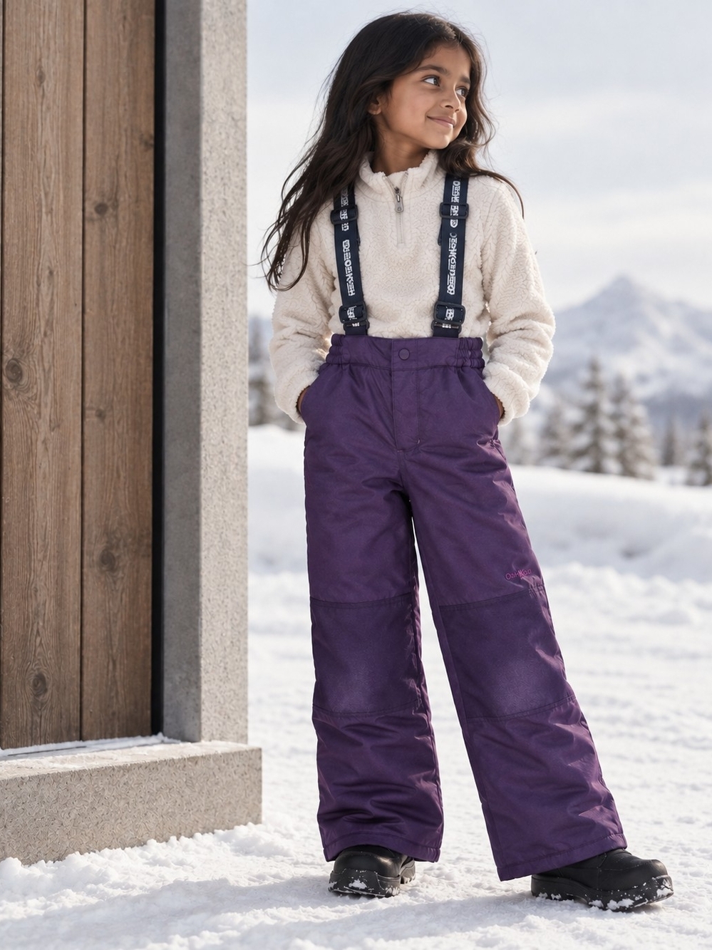 OshKosh B'gosh Girls Size 8 Purple Insulated Snow Pants Ski Bib Overalls